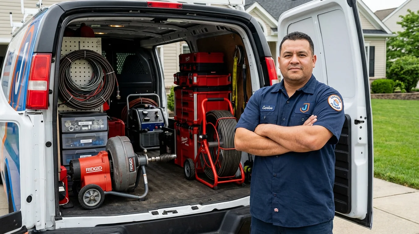 Professional drain cleaning equipment and Johns Plumbing LLC plumber in Lawson